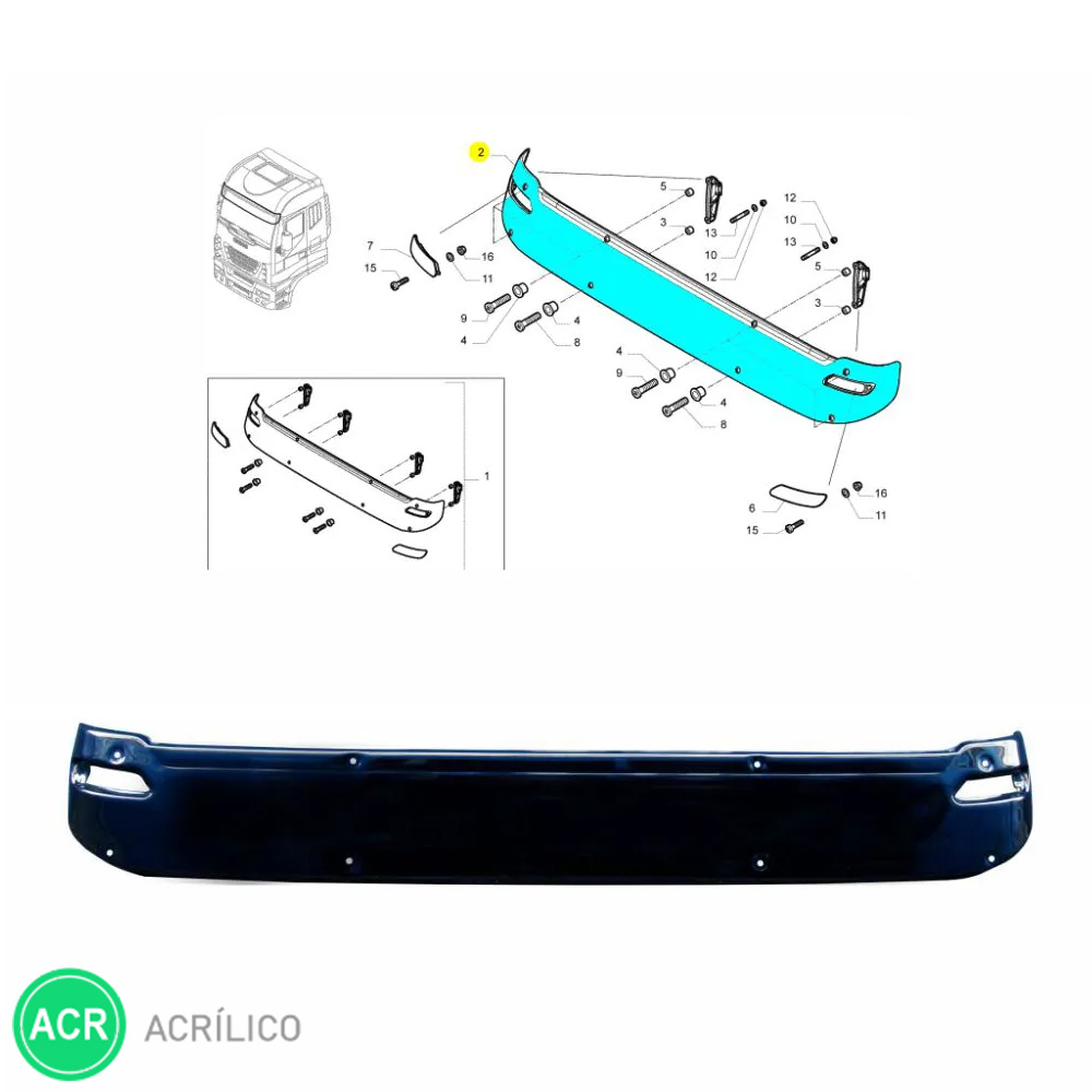 Tapa Sol Caminhão Iveco Stralis Hi-Way Acrilico (Fumê) - 5801715565
