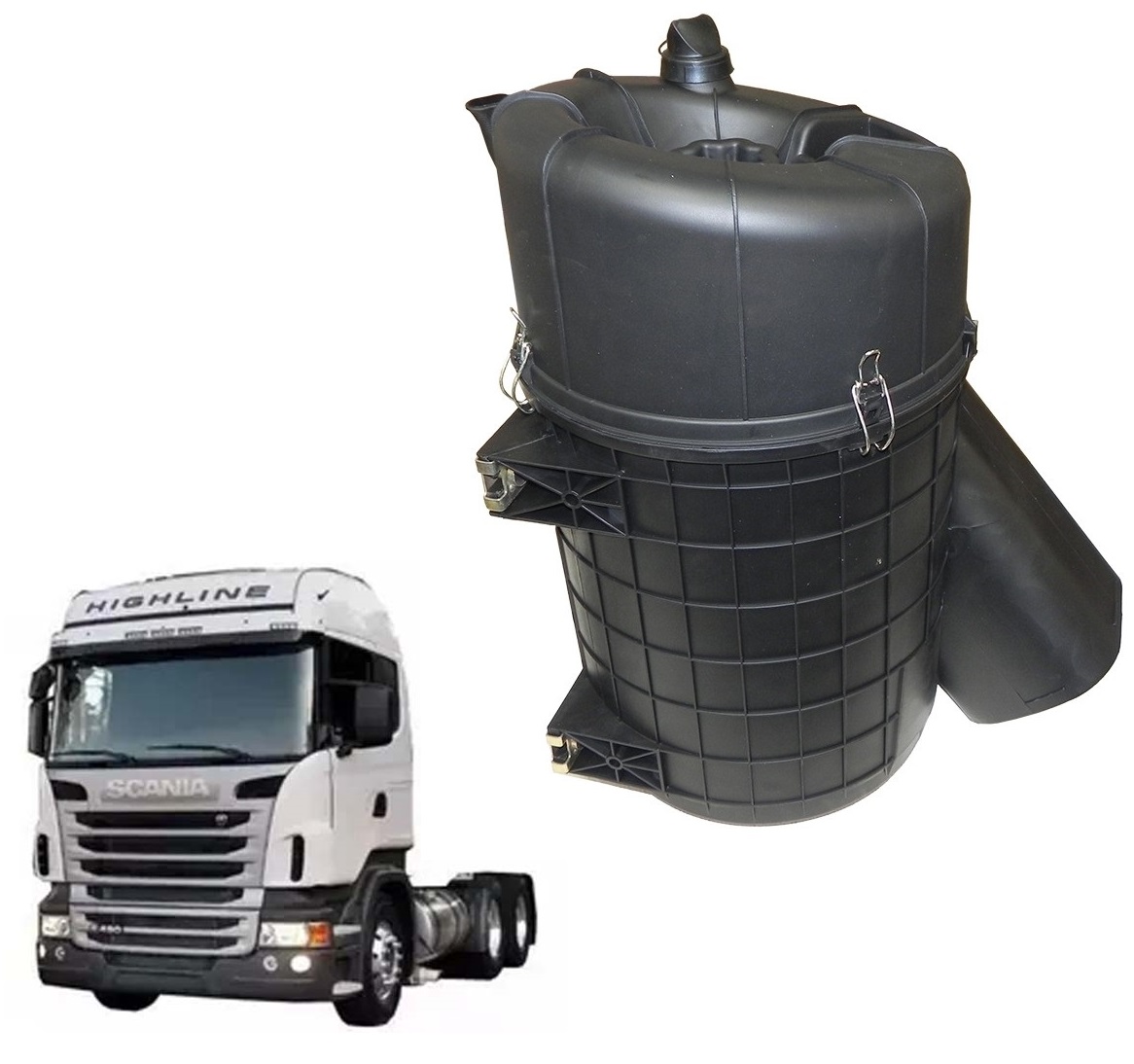 Carcaça Filtro Ar Caminhão Scania Série 5 2008 a 2018 Com Tampa Alta - 1870000