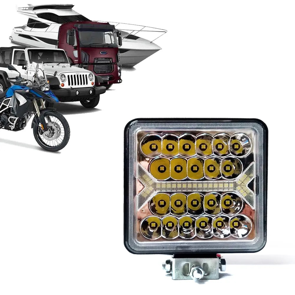 Farol Auxiliar Quadrado LED Branco (22 LEDs) 138W 12/24V