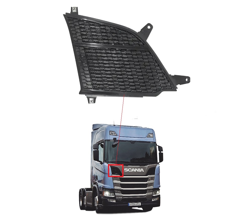 Tela Grade Frontal Superior Caminhão Scania Série 7 (Sem Lanterna) Lado Direito - 2307667
