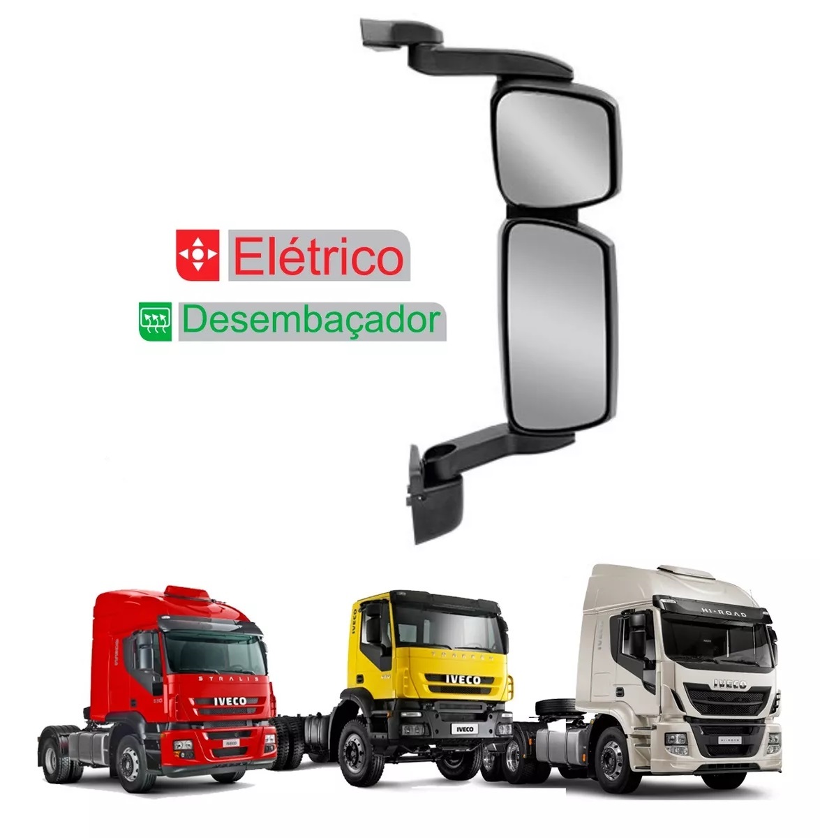 Retrovisor Camihão Iveco Stralis Após 2008 Elétrico Médio Lado Direito - 5801765364