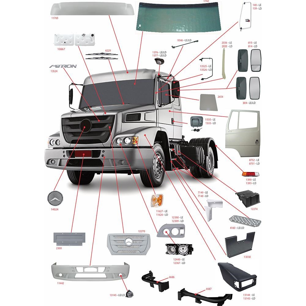 Revestimento Coluna Externa Caminhão Mercedes-Benz 1620 a Atron Após 89 Lado Direito - 6886287307 Revestimento Coluna Externa Caminhão Mercedes-Benz 1620 a Atron Após 89 Lado Direito - 6886287307