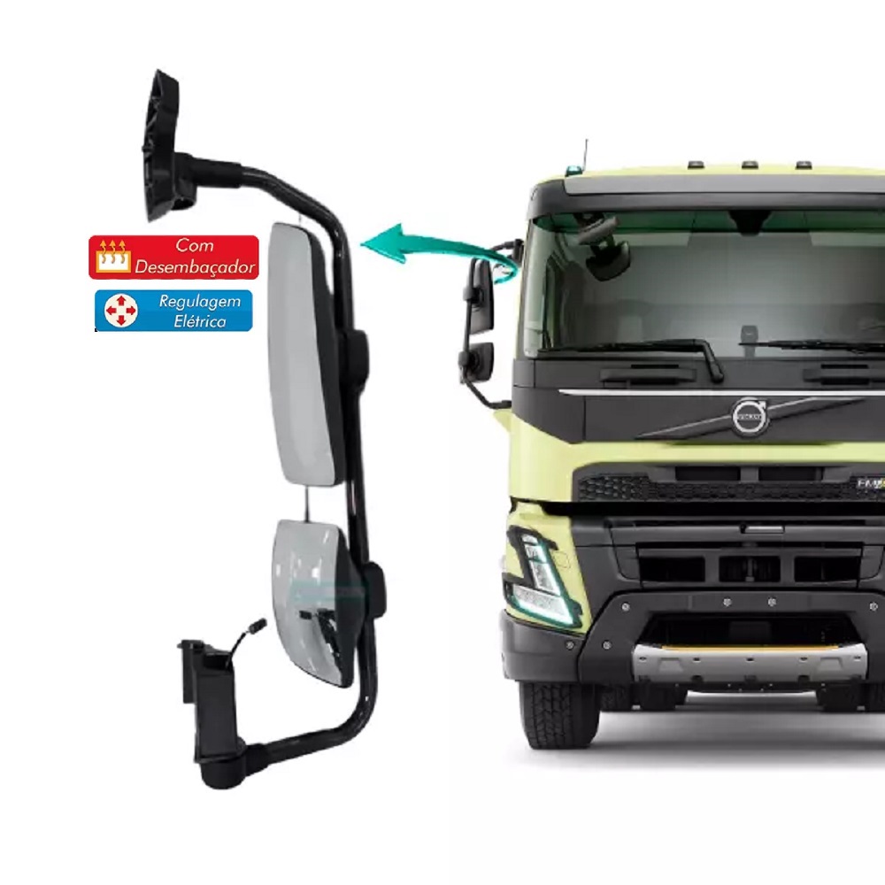 Espelho Retrovisor Volvo FMX Após 2015 Eletrico Com Desembaçador Lado Direito Espelho Retrovisor Volvo FMX Após 2015 Eletrico Com Desembaçador Lado Direito