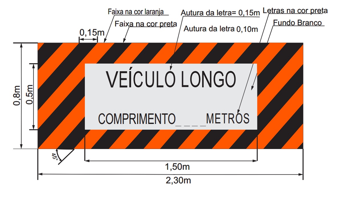 Faixa Refletiva Caminhão Veículo Longo Placa Traseira 2,30M x 0,80M