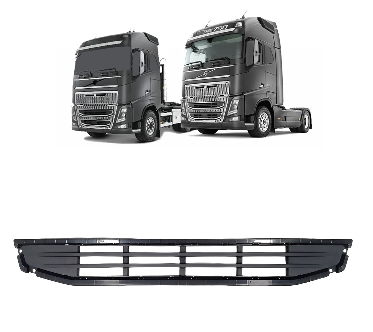 Grade Frontal Interna Volvo FH 2015/ Superior Ferro - Tela Inferior (Acabamento Plastico) - 82258426/ 23720009/ 82220161