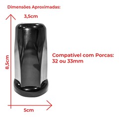Kit 10 Capa Porca Cromada Black Boliviana - 32mm e 33mm