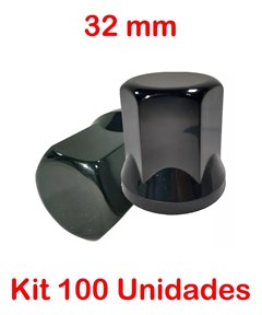 Kit 10 Capa Porca Cromada Black Caminhão - 32mm e 33mm