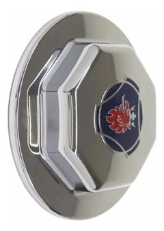 Aplique Cromado Tampa Cubo Dianteiro SC série 7 - Cromado com Logo Scania