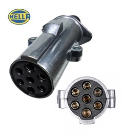 Tomada Elétrica Carreta, Caminhão - Macho Redondo 24V 7 Pinos (HELLA)