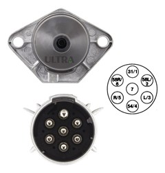 Tomada Elétrica Carreta, Caminhão - Fêmea Redondo 24V 7 Pinos (HELLA)
