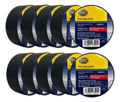 KIT com 10 unidades de fita isolante HELLA, com resistência anti-chamas, graxa, ácido e umidade.