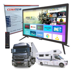 Smart TV para Caminhão 24” 12v 24v WiFi Android 12 Ônibus Motorhome - Climatizar