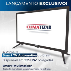 Smart TV para Caminhão 24” 12v 24v WiFi Android 12 Ônibus Motorhome - Climatizar