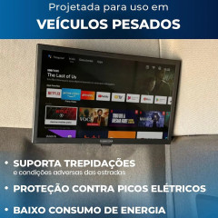 Smart TV para Caminhão 24” 12v 24v WiFi Android 12 Ônibus Motorhome - Climatizar
