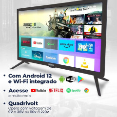Smart TV para Caminhão 19” 12v 24v WiFi Android 12 Ônibus Motorhome - Climatizar