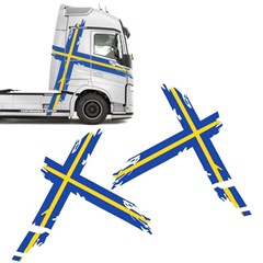Adesivo Lateral Volvo Suécia Fh Performance Azul/amarelo