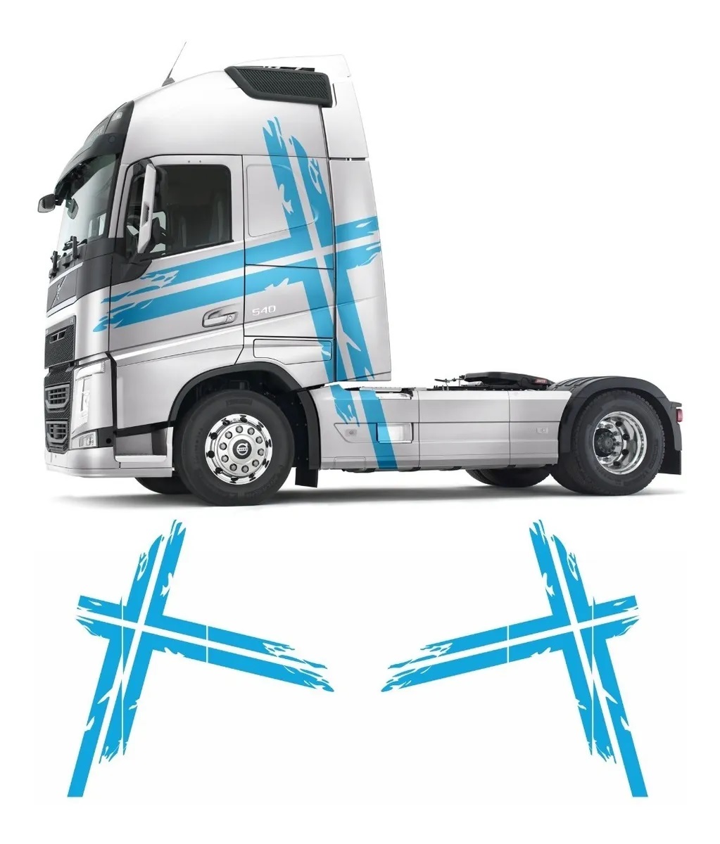 Adesivo Lateral Volvo Suécia Fh Performance Azul Claro