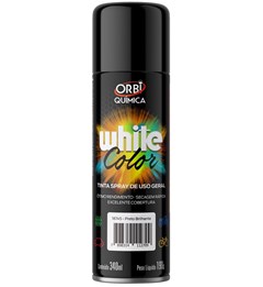 Tinta Spray White Color 340 ML Preto - Brilhante