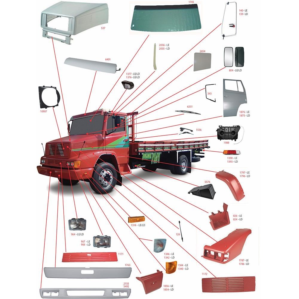 Ponteira Parachoque Caminhão Mercedes-Benz 1618 1989 a 1995 Lado Direito Ponteira Parachoque Caminhão Mercedes-Benz 1618 1989 a 1995 Lado Direito