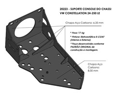 Console Chassi Caminhão Volkswagen Constellation 24.250 Lado Direito - 2T2803244, 2S2803244, 2S2701150