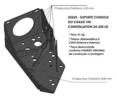 Console Chassi Caminhão Volkswagen Constellation 24.250 Lado Esquerdo - 2T2803243, 2S2803243, 2S2701149