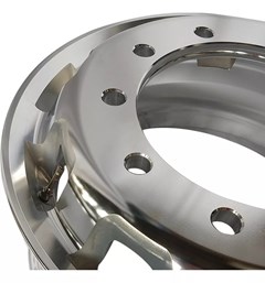 Roda 100% em Alumínio Aro 22,5 x8,25 Furo Quadrado, Borda Larga 10 Furos, compatível com os Caminhões e Ônibus Mercedes-Benz