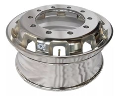 Roda 100% em Alumínio Aro 22,5 x8,25 Furo Quadrado, Borda Larga 10 Furos, compatível com os Caminhões e Ônibus Mercedes-Benz