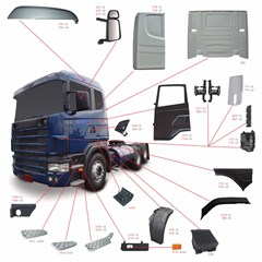 Defletor Cabine Lateral Externo Caminhão Scania Série 4 ”R, G” Lado Direito - 1370330