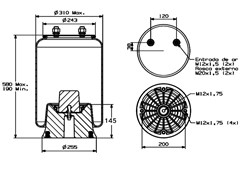 Mola Pneumatica Carreta Facchini/ Vanderleia Com Base - 308501719 / 095.0667 / 095.0528