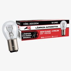 Lâmpada 1034 Clear - 12V 21/5 Watts - ASX (caixa com 10) 02 Polos - ASX2534