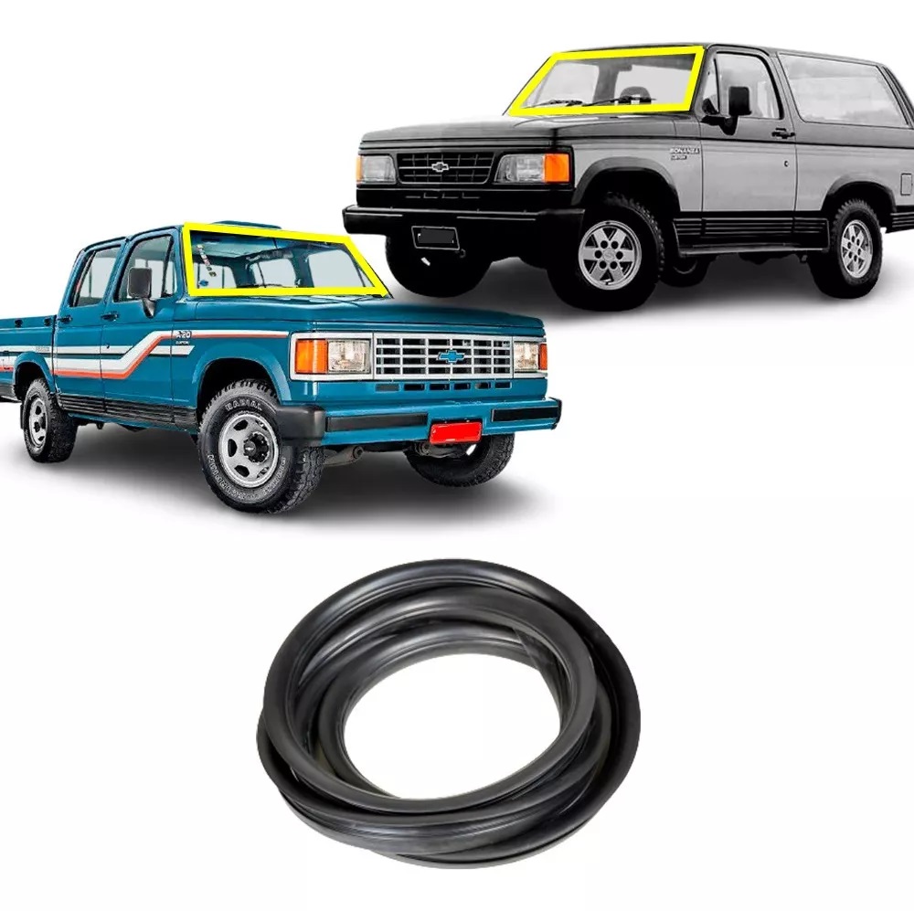 Borracha (Guarnição) Do Para-brisa Caminhonete D20, D40, D6000, D11000 e D14000 85 Até 1996 e GMC Pick-up 1985 a 1996