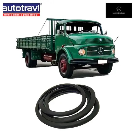 Borracha (Guarnição) Para-brisa Caminhão Mercedes-Benz 1111 e 1113 1965 a 1974 (Cabine tipo AGL) - Cabine baixa