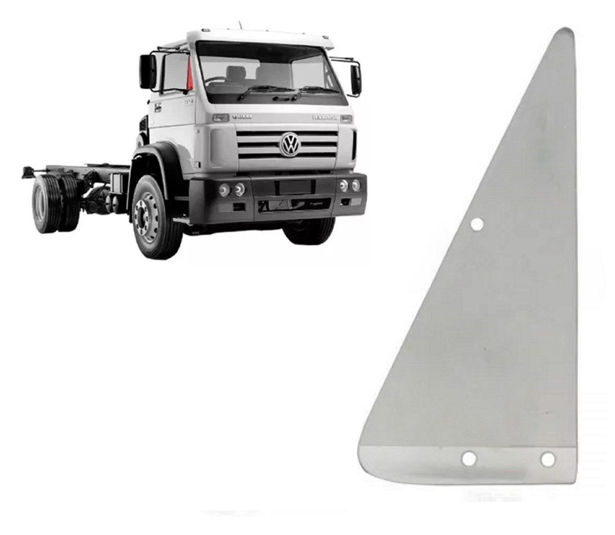 Vidro Bandeirola Caminhão Volkswagen Após 1981 Com Furo - T00845247