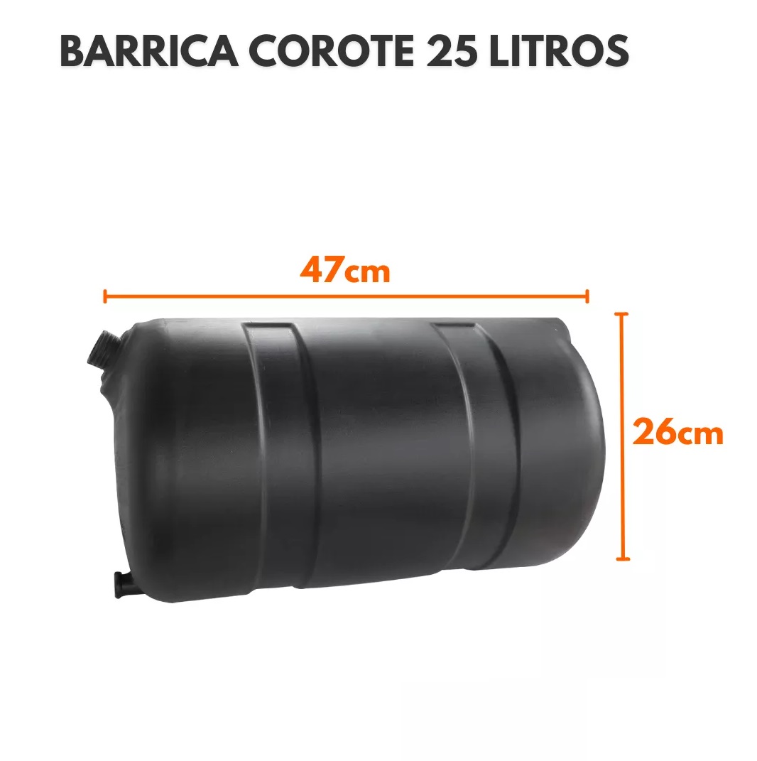 Corote Plástico 25 Litros Preto - Sem Componentes (Pelado)