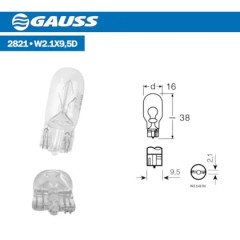 Lampada Esmagada Pingao 12V - Gauss (10 pecas) - GL2821