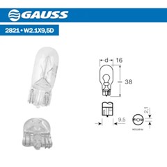 Lampada Esmagada Pingao 12V - Gauss (10 pecas) - GL2821