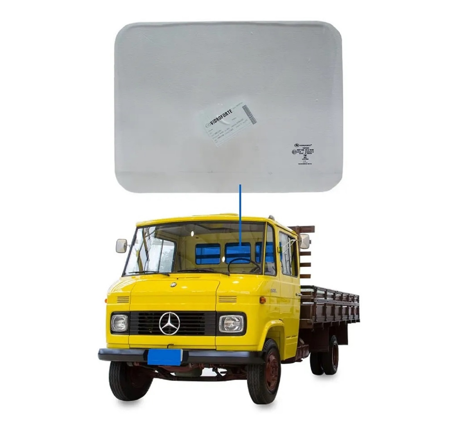 Vidro Vigia (Traseiro) Caminhão Mercedes-Benz 608, 708 de 1972 até 1988 - 38x30cm