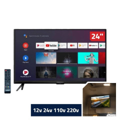 Smart TV para Caminhão 24” 12v 24v WiFi Android 12 Ônibus Motorhome - Climatizar