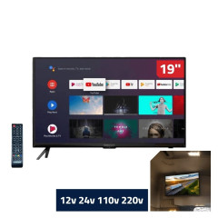 Smart TV para Caminhão 19” 12v 24v WiFi Android 12 Ônibus Motorhome - Climatizar