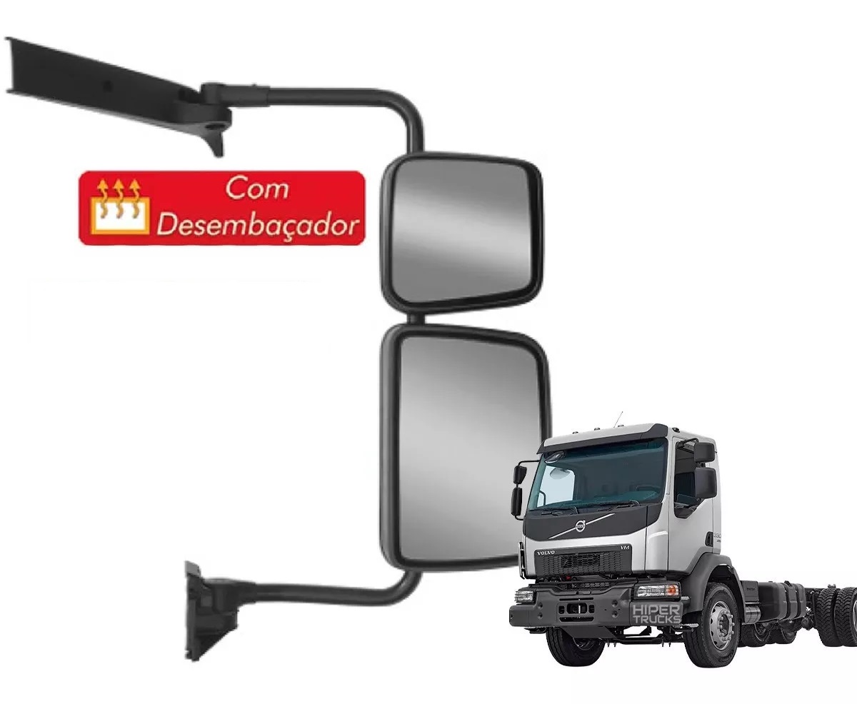 Retrovisor Caminhão Volvo VM Após 2003 Com Desembaçador Lado Esquerdo
