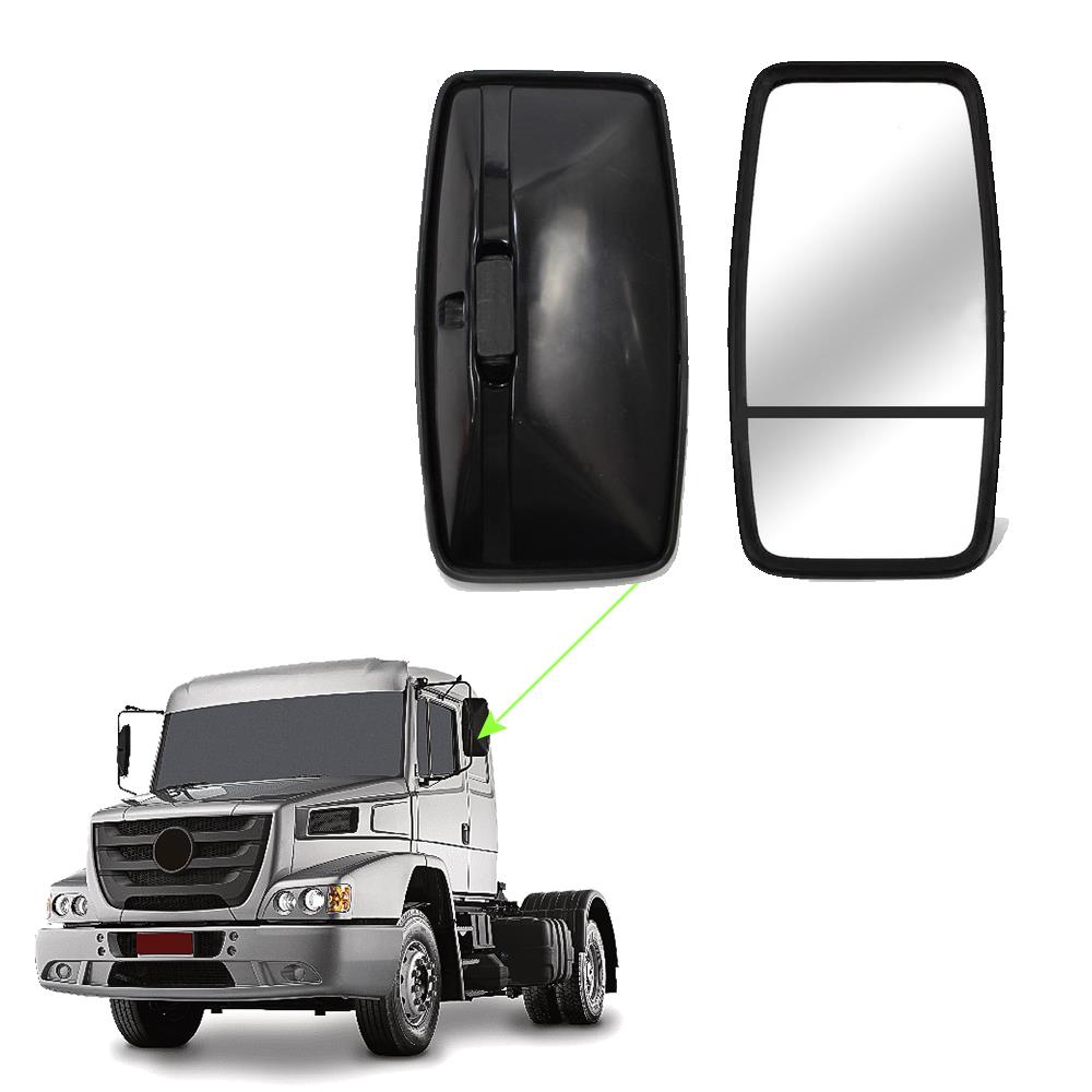 Espelho Retrovisor Caminhão Volvo NL 1989 a 1995 Plano Duplo Lado Esquerdo