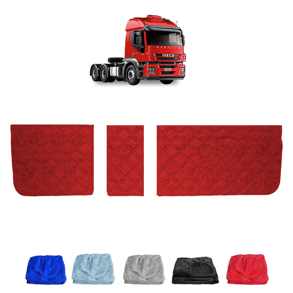 Capa Cama Caminhão Iveco Stralis 3 Peças - Vermelha