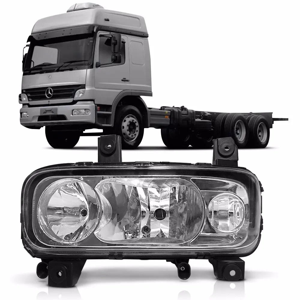 Farol Caminhão Mercedes-Benz Atego Após 2010 (Lente Lisa) Lado Direito - 9738202361
