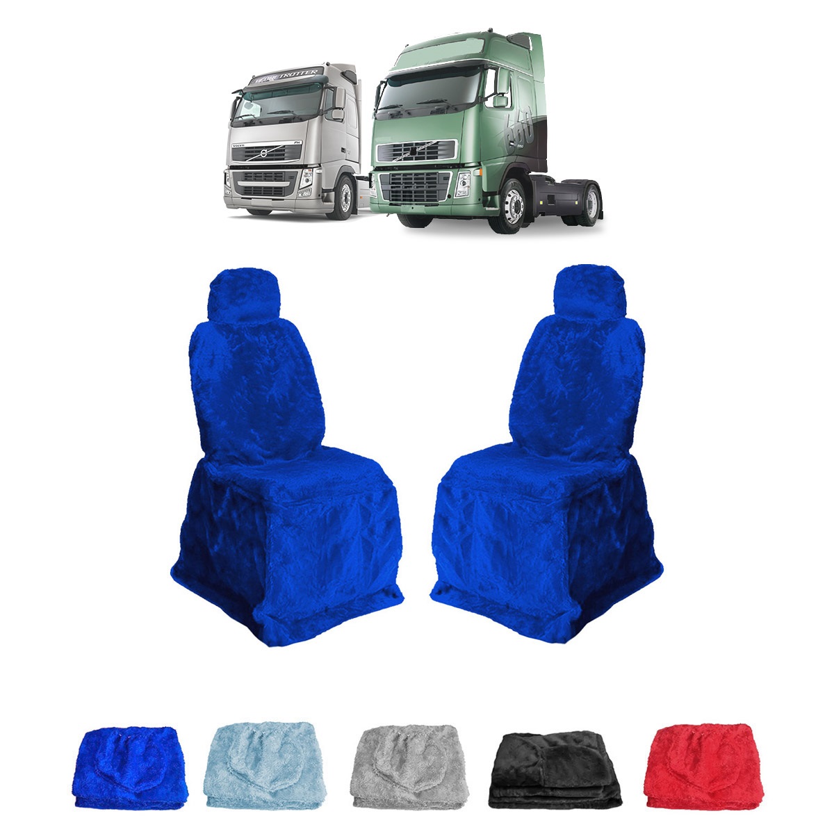 Capa Banco Caminhão Volvo FH/NH Após 2002 Longo Azul Com Cabeça