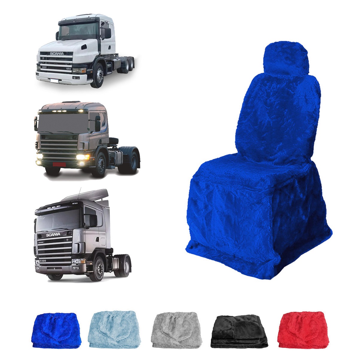 Capa Banco Motorista Caminhão Scania 124 Série 4 Longo Azul