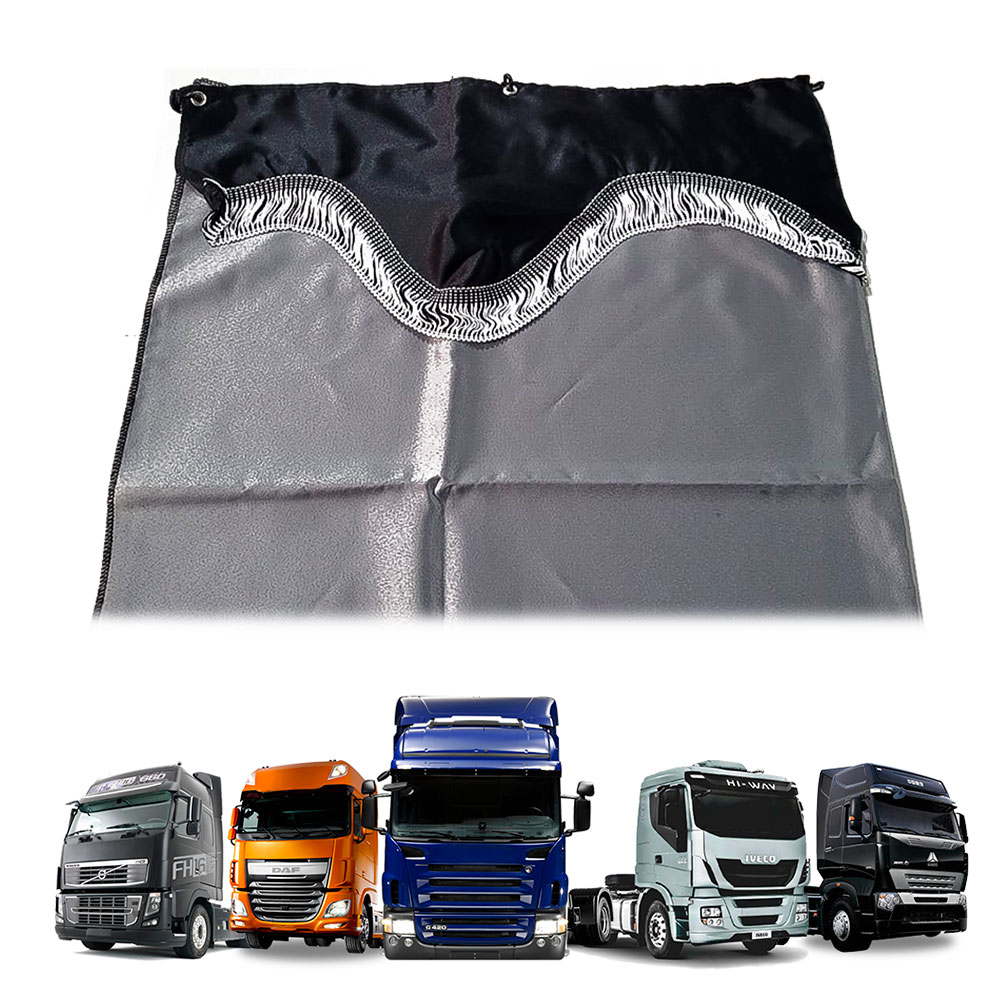 Cortina Especial Com Estampa Divisoria Cabine Baixa- Cinza - Todos Caminhões Cortina Especial Com Estampa Divisoria Cabine Baixa- Cinza - Todos Caminhões