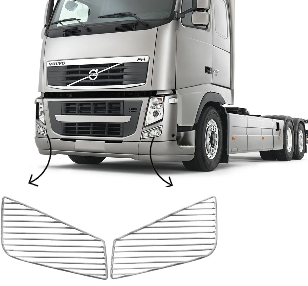 Grade Protetora Farol Auxiliar Caminhão Volvo FH 2010 - Cromado