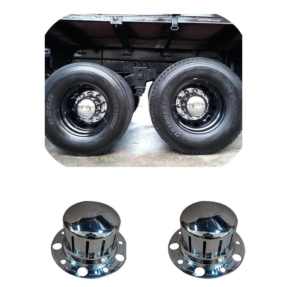 Par Calota Caminhão Traseira Cubo Para Rodoar Aro20 e 22.5