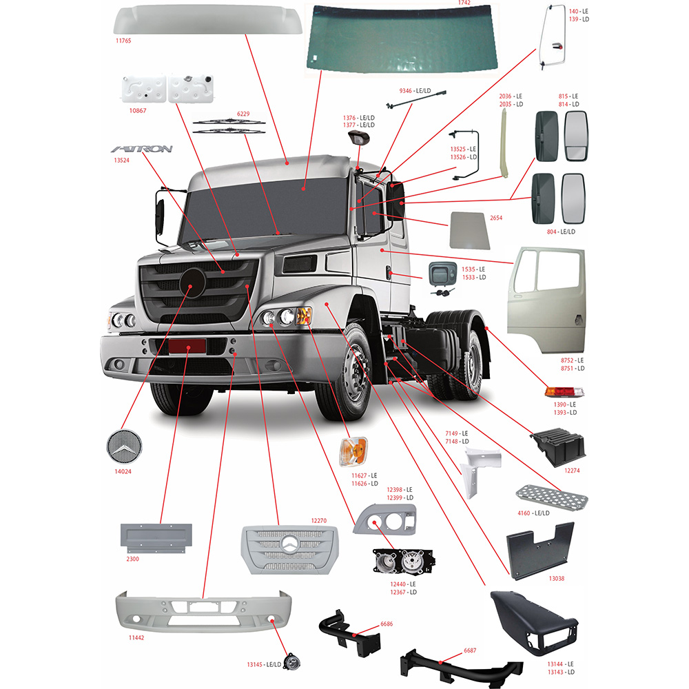 Cobertura Estribo Caminhão Mercedes-Benz 1938, 1634-LS Lado Esquerdo - 6966800107