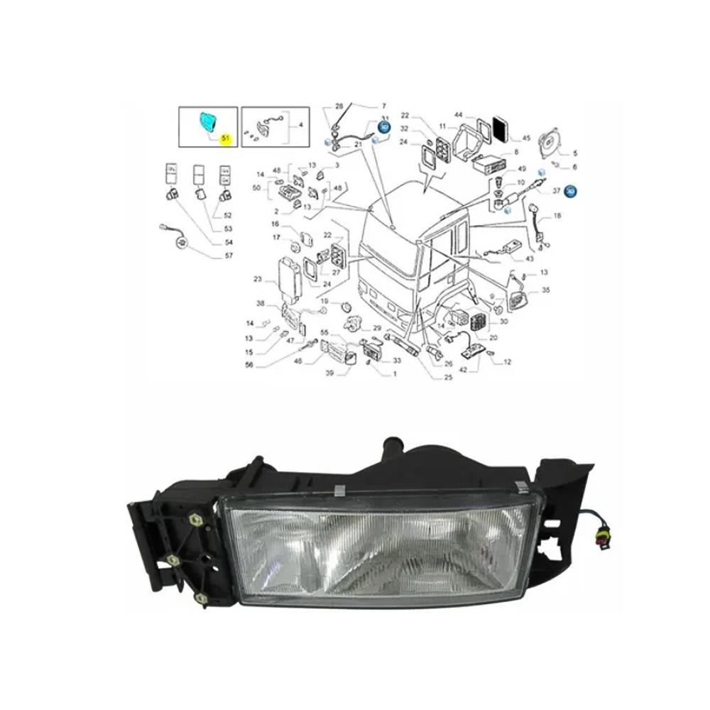 Farol Principal Caminhão Iveco Eurotech Até 2006 Lado Esquerdo - 500305103